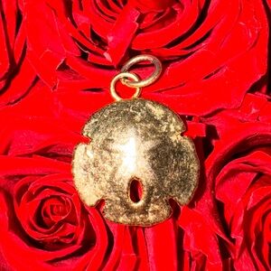 Sand Dollar Pendant Charm | Gold-Tone | Nautical Beach Jewelry | Unmarked